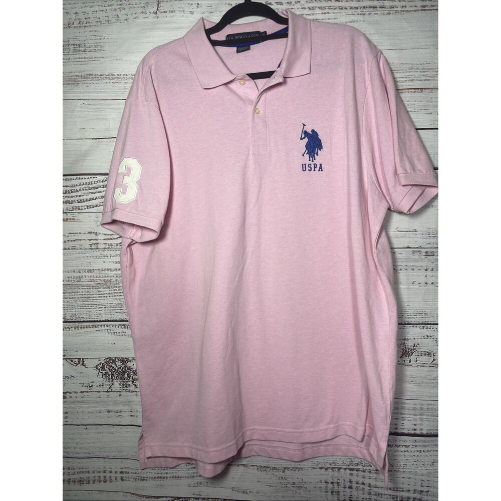 Ralph Lauren Polo Shirt Mens XXL Light Pink / Blue Big Pony Number 3